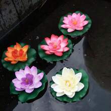 1pc/2pcs Artificial Floating Foam Lotus Flower & Leaf Decor, Lotus Flower Petals, Fake Lotus Plant, Suitable For Ponds, Aquariums, Stages, Realistic Lotus Leaves, Green Plants, Ideal For Fish Pond Miniature Landscape, Home Garden Pool Decor, Holiday Gift