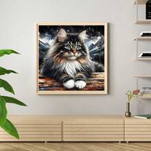 5D Diamond Painting Kit - Abstract Cat Landscape, DIY Circular Diamond Art Suitable For Adults And Beginners, Home Wall Decor Craft, Size 15.7X15.7 Inches, Frameless - Multicolor - View 3