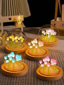 DIY 郁金香夜灯 - 浪漫花卉设计，电池供电，包含 20 朵郁金香，适用于办公桌装饰、家居装饰、母亲节礼物、情人节礼物、卧室装饰、浪漫氛围、生日礼物、浪漫仙女灯！ - 彩色 - 查看 11