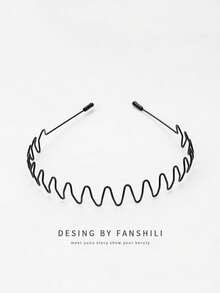 Metal Hair Band For Men Headband Women Hair Bands Men Unisex Black Wavy Spring Outdoor Sports Headbands For Men's Hair Band Hoop Clips Women Accessories Simple Elastic Non Slip Head Band Headwear,Hairband,Hair Hoop Head Accessories - Black - View 14