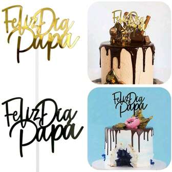 4 件/2 件/1 件西班牙“Feliz Dia Papa”父亲节生日蛋糕装饰 DAD 父亲节生日派对蛋糕装饰
