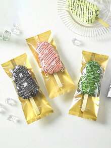 Matte Ice Cream Bar Packaging, Self-Made Popsicle Plastic Sealed Bag, Handmade Transparent And Fresh Green Ice Cream Packaging Bag, Suitable For Family Parties