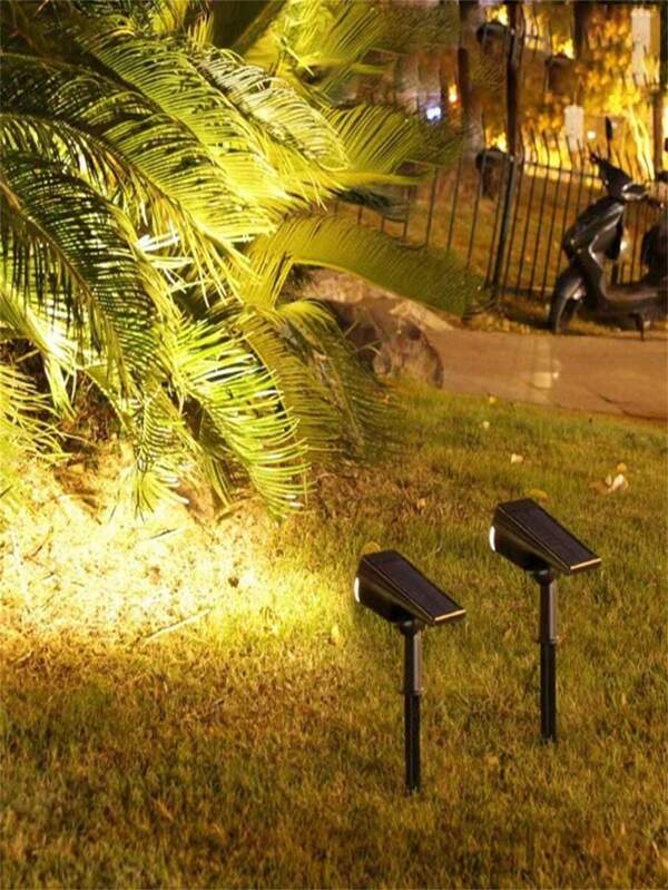 1 Refletor Solar Alimentado por 2 LEDs, Luz Solar Para Pátio Mudando de Cor, À Prova d'Água, Refletor Solar Alimentado por Energia Solar Para Jardim, Refletor de Paisagem Solar Automático Ligado/Desligado Ajustável, Luz Solar Decorativa Para Parede Adequada Para Vila, Pátio, Área Externa, Área de Entrada, Jardim, Entrada de Veículos, Área da Piscina