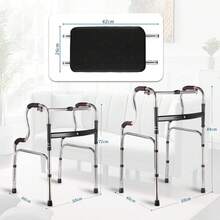 Andadera para Adulto Mayor con Asiento Cómodo, Andadera Fija Ortopedica para Adulto, Plegable Andadera Ortopédica para Rehabilitación, Altura Ajustable, Soporta 150 kg - Negro - Ver 7