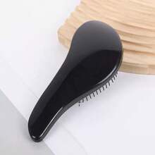 1 pieza Peine con forma de pie, cepillo para cabello mojado y seco, peine de masaje del cabelludo, cepillo desenredante, cepillo de plástico para peinar el cabello, peine de color, herramienta de belleza, portátil para viajar - Rosa - Ver 8