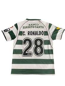 Jersey RETRO Sporting de Lisboa Local/C.NONALDO 28      Jersey  Deportivo - Blanco - Ver 2
