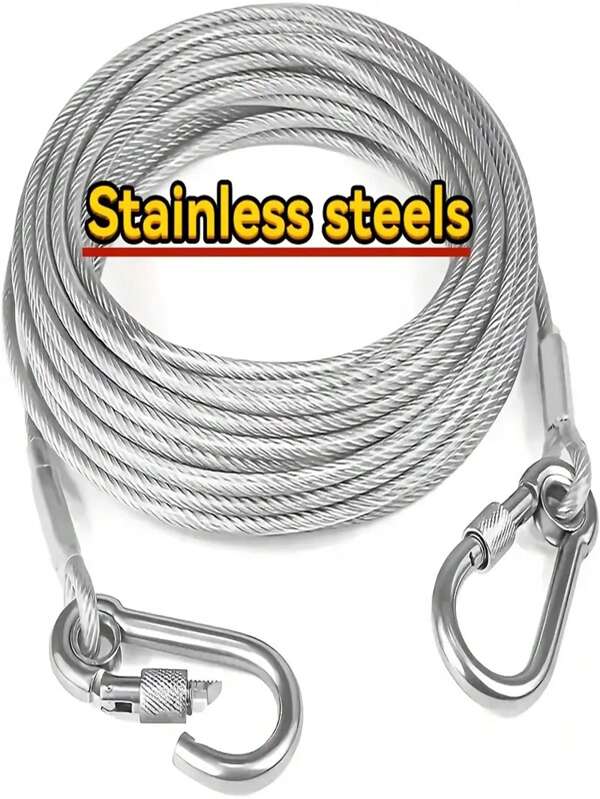 1 Set Stainless Steel Clothesline, Pet Leash, Portable For Indoor/Outdoor Laundry, Camping Accessories, Bathroom And Dormitory Ideal Choice
