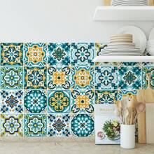 30 buc. Autocolante din vinil pentru faianță, model boho floral, 4x4" - finisaj mat, autocolante pentru pereți de bucătărie și baie, trepte de scări - autocolante personalizate ușor de aplicat pentru decorul casei
