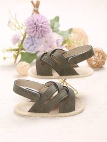 1 Pair Infant Open Toe PU Leather Bottom Infant Sandals & Slippers, For Summer - Green - View 2