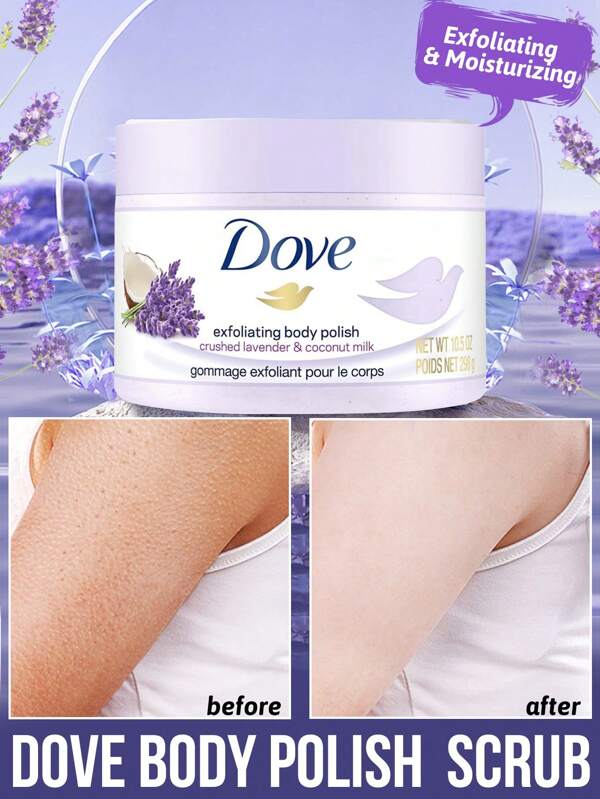 Dove DOVE Body Polish Scrub, Gentle Exfoliation, Cleanse Skin, Brighten Skin Tone, Smooth Skin Texture, Improve Roughness, Contains Lavender And Coconut Oi, Unique Forest Fragrance, Low Sensitivity Natural Plant Combination, Gentle And Non-Irritating, Nourishing Plant Oils
