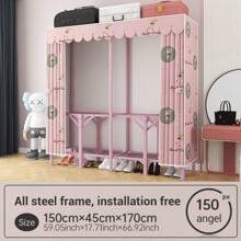 Armario plegable portátil de gran capacidad, estilo minimalista, estructura de marco de acero reforzado, resistente y estable, diseño de base plegable para una configuración fácil, con secciones para colgar y apilar para un almacenamiento organizado, apto para el hogar, dormitorio, alquiler, apartamento