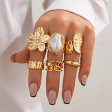 Vintage Flower Design Cuff Ring,Fashion Jewelry For Women &Girls, Casual Jewelry For Party, Daily Clothing Decor, All-Match & Exquisite Jewelry For Birthday Gift
