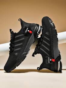 Plus Size Men's Casual Breathable Sports Running Shoes, Outdoor Fashion Solid Color Light-Weight Training Sneakers
