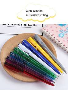 4pcs Large Capacity Push Type Ballpoint Pens, 0.7mm Bullet Tip, Leakproof Ink Flow, Suitable For Student, Office, And Meeting - Blue - View 7