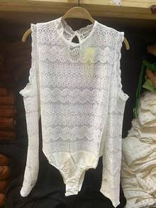 Imported Blouse Long Sleeve Bodysuit - 白色 - 查看 1