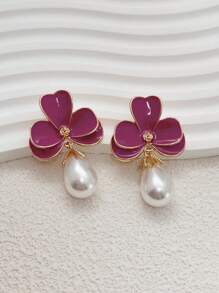 1 Paar elegante Ohrringe mit Perlen-Blumen-Design, elegant und feminin für den Sommer, Hochzeitsgeschenk, täglicher Gebrauch