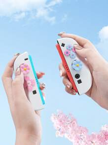7 Stücke Daumengriffe kompatibel mit New Switch2 (2025), Controller Silikon Joystick Kappen Abdeckung für Switch2 Controller, Spielcontroller Zubehör, 7 Stücke Blumen