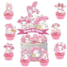 Sanrio 25pcs Sanrio Melody Cake Topper,Cupcake Toppers, Melody Birthday Decorations,Melody Theme Party Supplies, Melody Cake Decorations