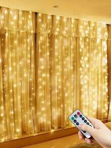 1pc Enchanting -300/200/100LED Fairy Light Curtain, USB Powered, Remote Control-Ideal For Christmas, Party, Valentine's Day, Home, Wedding & Seasonal Decor