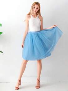 1 bucată Fusta colorată din tul, Fustă scurtă pentru jupon pentru adulți, Fusta sub formă de plasă umflată pe jumătate, Rochie de prințesă, Fusta pentru decorarea costumelor de petrecere, Accesoriu Cosplay, Multi-sezon