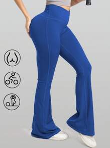 RUNONWHEELS 5 Pantaloni a vita alta a zampa, leggings sportivi per fitness quotidiano, leggings da yoga modellanti per glutei da donna, leggings a zampa con design incrociato in vita alto, adatti