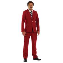 Morph Costumes Funny Anchor Man Costume For Men - 70s Newsreader Fancy Dress Outfit, Burgundy Suit, Perfect For Movie Character Parties - Red - View 1