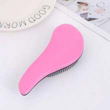 1 pieza Peine con forma de pie, cepillo para cabello mojado y seco, peine de masaje del cabelludo, cepillo desenredante, cepillo de plástico para peinar el cabello, peine de color, herramienta de belleza, portátil para viajar - Rosa - Ver 2