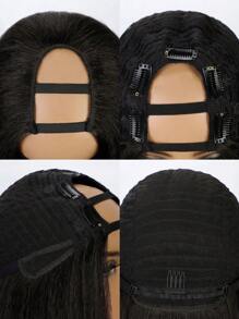 U Part Wig Kinky Straight Wigs For Women, 28 Inch Italian Half Wig Upgraded U Shape Clip In Wigs Yaki Straight U-Part Extension Synthetic Wigs For Women