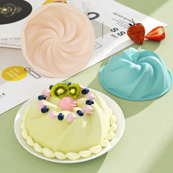 1pc Baking Cake Mold, Novel Rotating Baking Cake Pan, Non-Stick Silicone, Suitable For Birthday Parties, Bread, Gelatins, Fits All Holidays