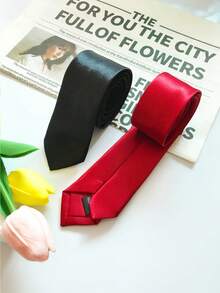 1pc/4pcs Unisex Solid Color Tie, Slim 2inch Width Business Formal Matte Necktie, Suited For Daily Wear, Wedding, Party, Banquet, Gift, Bars, KTV, Nightclubs - 5cm Wide Hand-tied Small Tie - View 5