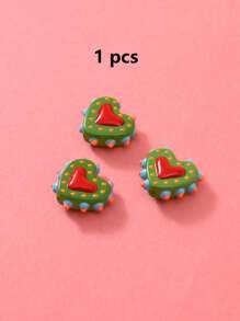 1/5 piezas Cuentas de vidrio pintadas a mano con corazones de puntos de múltiples colores de dopamina, aptas para hacer collares, pulseras, aretes, llaveros, encantos de teléfono, para amantes unisex