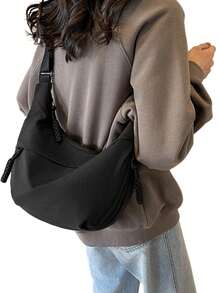 Waterproof Nylon Moon Shoulder Bag For Women Slouchy Dumpling Crossbody Bags Large Durable Hobo Bag - Black - View 5