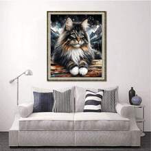 5D Diamond Painting Kit - Abstract Cat Landscape, DIY Circular Diamond Art Suitable For Adults And Beginners, Home Wall Decor Craft, Size 15.7X15.7 Inches, Frameless - Multicolor - View 2