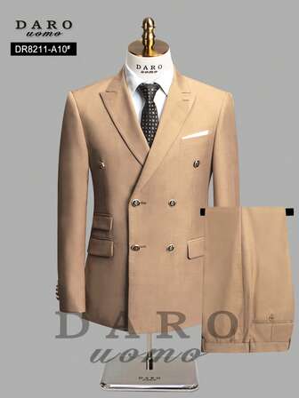 DAROuomo 2024 Men Suit Slim Fit Formal Business Work Wear Suits 2Pcs Set (Jacket+Pants)DR8211