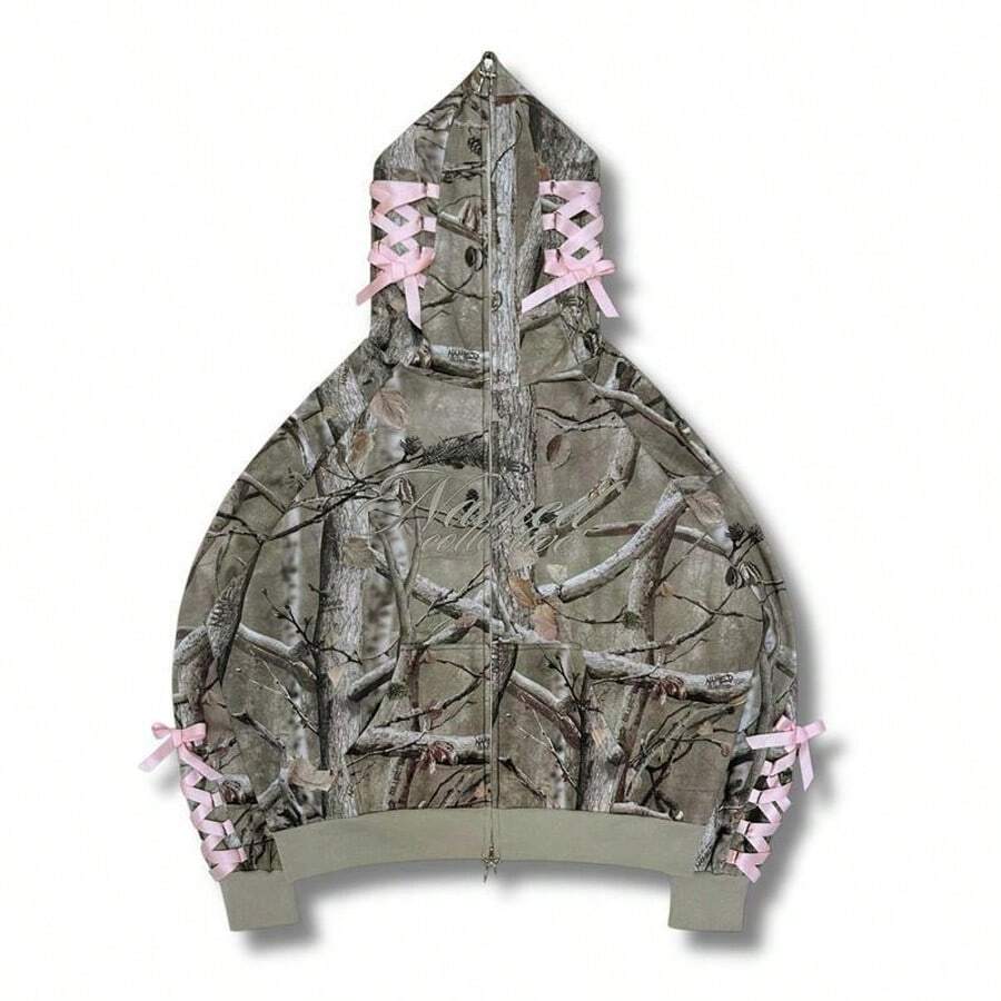 2025 Hot Products New Autumn And Winter Women'sHoodie Zipper To Head Tree Branch Sweatshirt 3D Printing