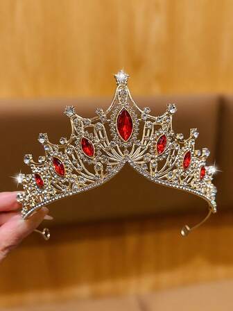 1 pieza Diadema con corona dorada grande, tiara elegante y de moda para uso diario y actuaciones