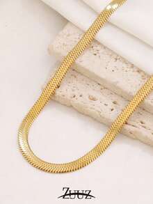 1pc Fashion Minimalist Stainless Steel Blade Chain Necklace For Women Unisex Hip Hop Style Flat Snake Bone Choker Neck Chain Jewelry Gifts - necklace - View 25