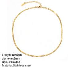1pc Minimalist Design Gold Tone Collarbones Chain Adjustable Necklace, Delicate & Lightweight For Women - Yellow Gold - View 20