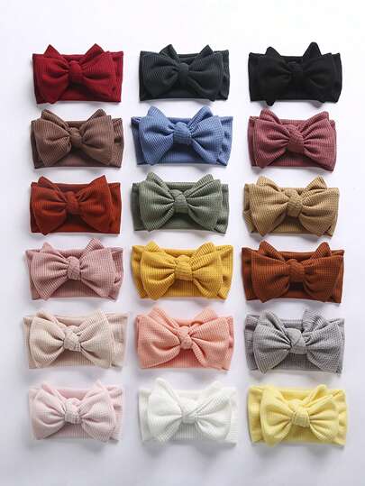 1pc Newborn Baby Bowknot Headband, Solid Color Knit Hair Accessory