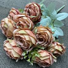 Elegant 9-Head Artificial Rose Bouquet - Realistic Silk Flowers, Perfect For Weddings, Home Decor & Special Occasions (Valentine's, Halloween, Christmas, Easter, Thanksgiving) - No Vase Included - For Flower Lovers & Home Decor Enthusiasts - Ideal Gift For Anniversaries, Birthdays & Housewarming