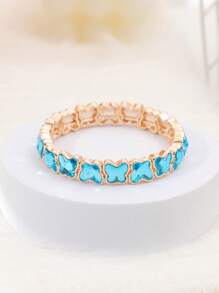1 pieza Pulsera ajustable chapada en oro de 14K con decoración de mariposa danzante elegante, de moda y versátil