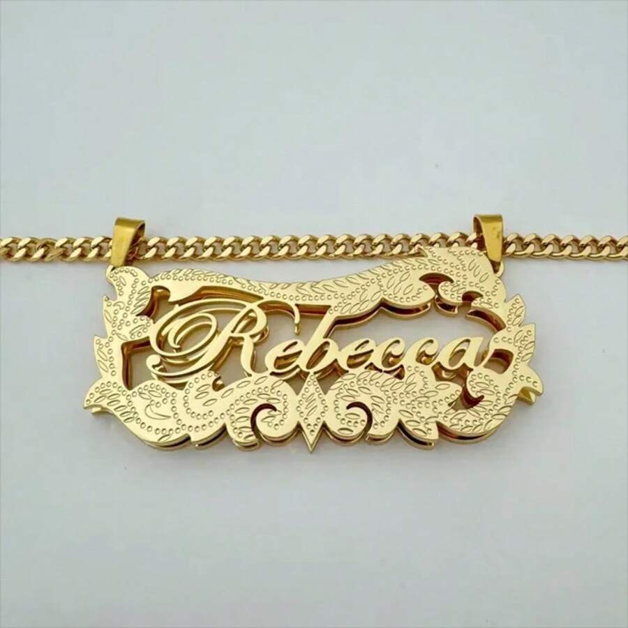 1 Stück individualisierte Edelstahl 2025 neue personalisierte Name Doppelschicht 3D Halskette, individualisierte 3D Namensplakette Halskette Geschenk für sie, Gold, Stilvoll, Farbig, Vintage, Einfach, Unisex, Lässig, Süß, Kundenspezifisch, Personalisiert, Einzigartig, ideales Geschenk für ihn, ideales Geschenk für sie, sie, Freund, Freundin, Vater, Mutter, Familie, Freunde, für Jahrestage, für Geburtstage, für Abschluss, für Promi, für Party, Edelstahl Schmuck