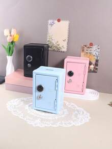 1 pieza de Hucha vertical, Caja de almacenamiento de monedas de metal, Alcancía pequeña de escritorio con llave y cerradura con contraseña, Organizador de suministros de oficina, con cajón incorporado, regalo ideal para familia y amigos - Rosa - Ver 6