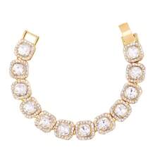 1 Stück/4 Stücke Hiphop Armband für Herren und Damen, rundes oder quadratisches Herz mit voll besetzten Strass, mehrlagige Ketten-Armband Set in Gold und Silber, funkelnde Eisenkette Metall Miami Armband Schmuck zum Valentinstag