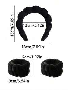 3pcs Luxury Microfiber Spa Headband And Wristband Set, Face Washing Headband, Makeup Headband, Skin Care Headband, Velvet Fluffy Sponge Headband, Soft Absorbent Terry Cloth Fabric Bubble Fluffy Hairband For Skin Care, Makeup Removal, Shower, Suitable For Women And Girls,Skincare Headband,Beauty,Skin Care Products,Spa,Self Care,Skin Care Tools,Face Care,Esthetician Supplies,Skin,Face Wash,Facial - Black - View 7