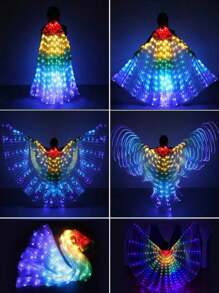 LED Fairy Wings, Multi-Color Gradient Lights, Halloween, Music Festival, Transparent Chiffon, Stage Performance, 3D Stereoscopic,