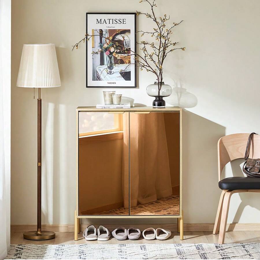Kitchen Cabinet Sideboard Buffet Storage Cabinet Chest Of Drawers Gold W X H X D Approx. 83 X 100 X 38 Cm FSB96-G - Rust Brown - View 1