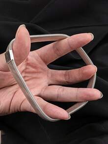 1pc Metal Sleeve Cuff Adjustable Elastic Armband For Shirt, Jacket, Hoodie, Stretchable Alloy Arm Band With Anti-Slip Strap - Multicolor - View 9