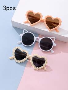 3pcs Children Fashion Glasses Set, Minimalist Design, Multi-Style & Multi-Color Combination Set, Children Glasses Suitable For Daily, Outdoor, Spring, Camping, Travel, Photography