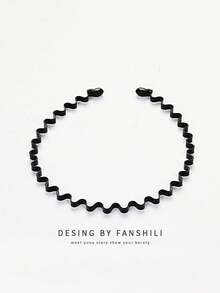 Metal Hair Band For Men Headband Women Hair Bands Men Unisex Black Wavy Spring Outdoor Sports Headbands For Men's Hair Band Hoop Clips Women Accessories Simple Elastic Non Slip Head Band Headwear,Hairband,Hair Hoop Head Accessories - Black - View 10